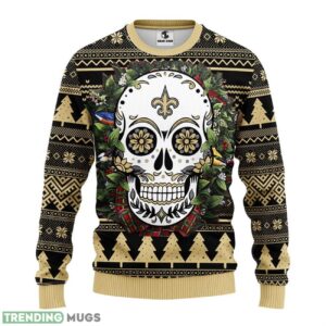 New Orleans Saints Skull Flower Ugly Ugly Christmas Sweater 3D Printed Sweater Christmas Gift 3D Sweater
