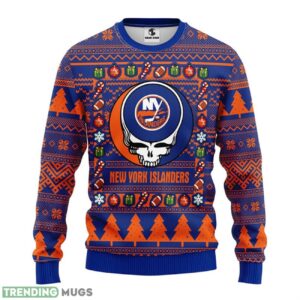 New York Islanders Grateful Dead Ugly Christmas Sweater men Women Christmas Sweater Gift 3D Sweater