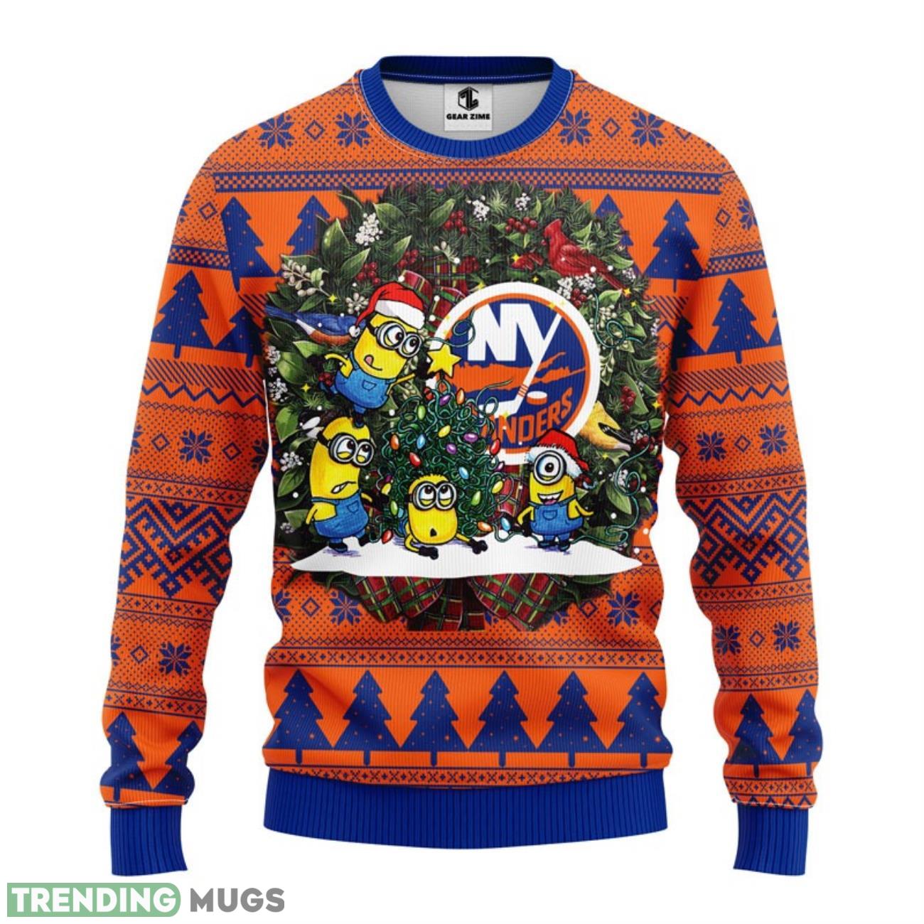 New York Islanders Minion Ugly Christmas Sweater 3D Printed Sweater Christmas Gift 3D Sweater New York Islanders Minion Ugly Christmas Sweater 3D Printed Sweater Christmas Gift 3D Sweater