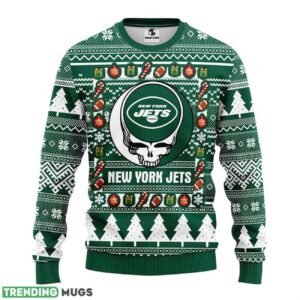 New York Jets Grateful Dead Ugly Christmas Sweater men Women Christmas Sweater Gift 3D Sweater