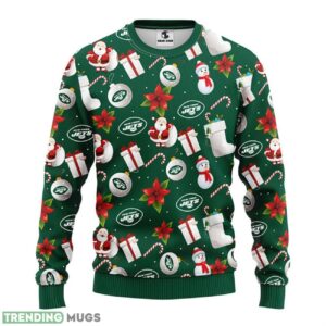 New York Jets Santa Claus Snowman Ugly Christmas Sweater 3D Printed Sweater Christmas Gift 3D Sweater