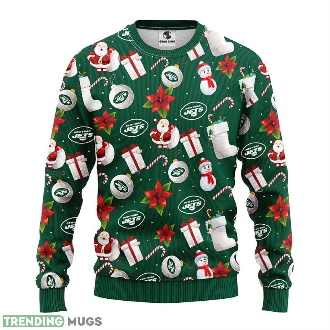 New York Jets Santa Claus Snowman Ugly Christmas Sweater 3D Printed Sweater Christmas Gift 3D Sweater New York Jets Santa Claus Snowman Ugly Christmas Sweater 3D Printed Sweater Christmas Gift 3D Sweater