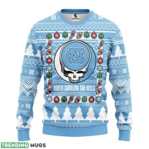 North Carolina Tar Heels Grateful Dead Ugly Christmas Sweater men Women Christmas Sweater Gift 3D Sweater