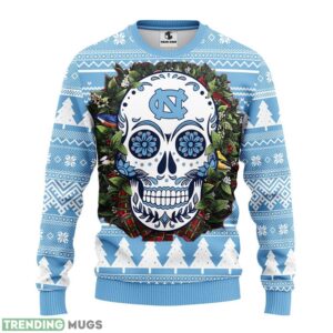 North Carolina Tar Heels Skull Flower Ugly Ugly Christmas Sweater 3D Printed Sweater Christmas Gift 3D Sweater