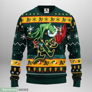Oakland Athletics Grinch Ugly Christmas Sweater 3D Printed Sweater Christmas Gift Product Photo 1