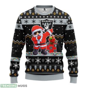Oakland Raiders Dabbing Santa Claus Ugly Christmas Sweater 3D Printed Sweater Christmas Gift Product Photo 1
