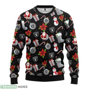 Oakland Raiders Santa Claus Snowman Ugly Christmas Sweater 3D Printed Sweater Christmas Gift 3D Sweater