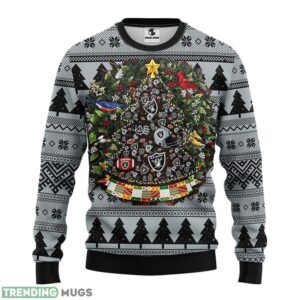 Oakland Raiders Tree Ball Ugly Christmas Sweater 3D Printed Sweater Christmas Gift 3D Sweater
