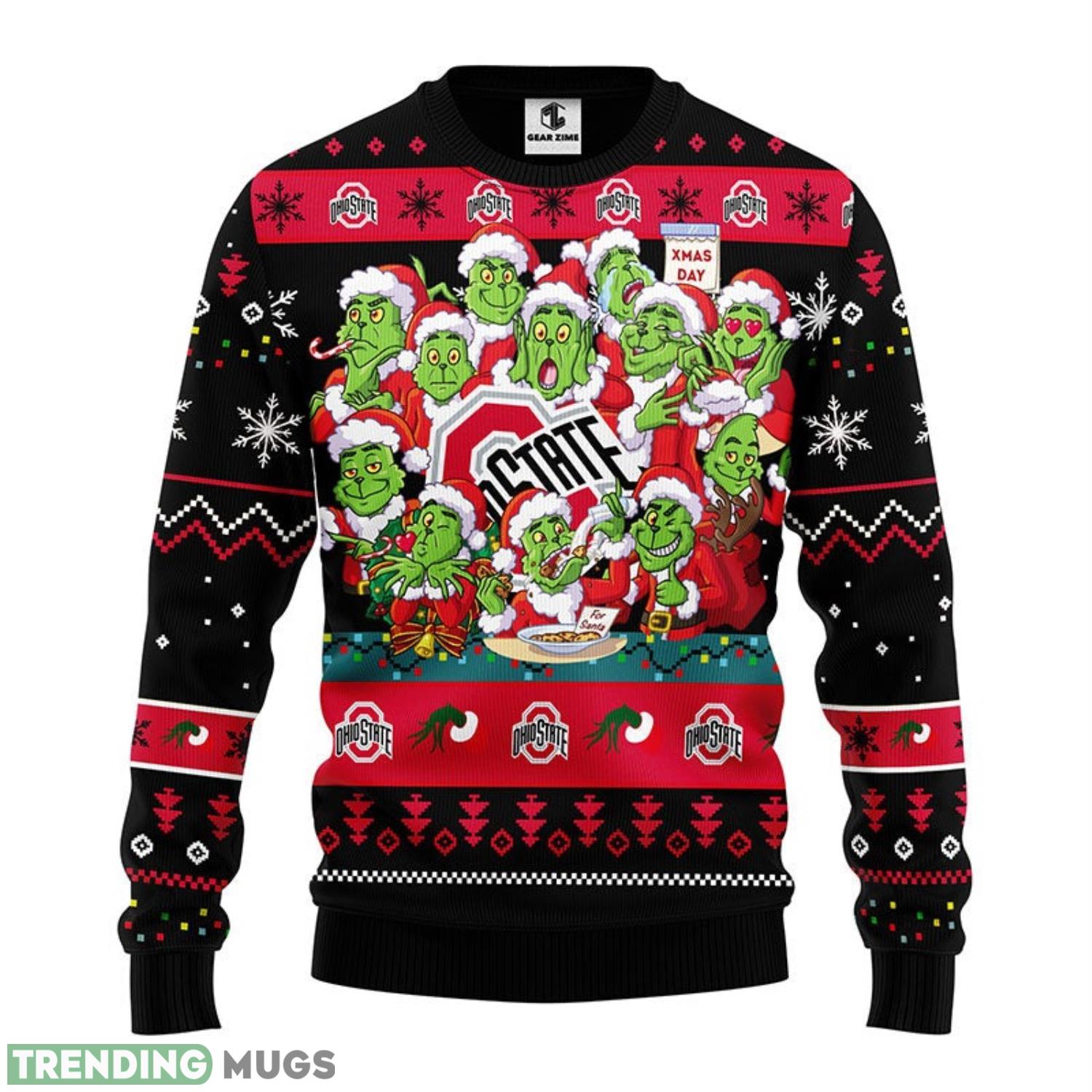 Ohio State Buckeyes 12 Grinch Xmas Day Ugly Christmas Sweater 3D Printed Sweater Christmas Gift 3D Sweater Ohio State Buckeyes 12 Grinch Xmas Day Ugly Christmas Sweater 3D Printed Sweater Christmas Gift 3D Sweater