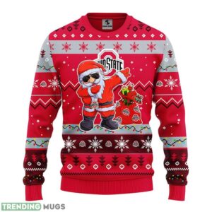 Ohio State Buckeyes Dabbing Santa Claus Ugly Christmas Sweater 3D Printed Sweater Christmas Gift 3D Sweater