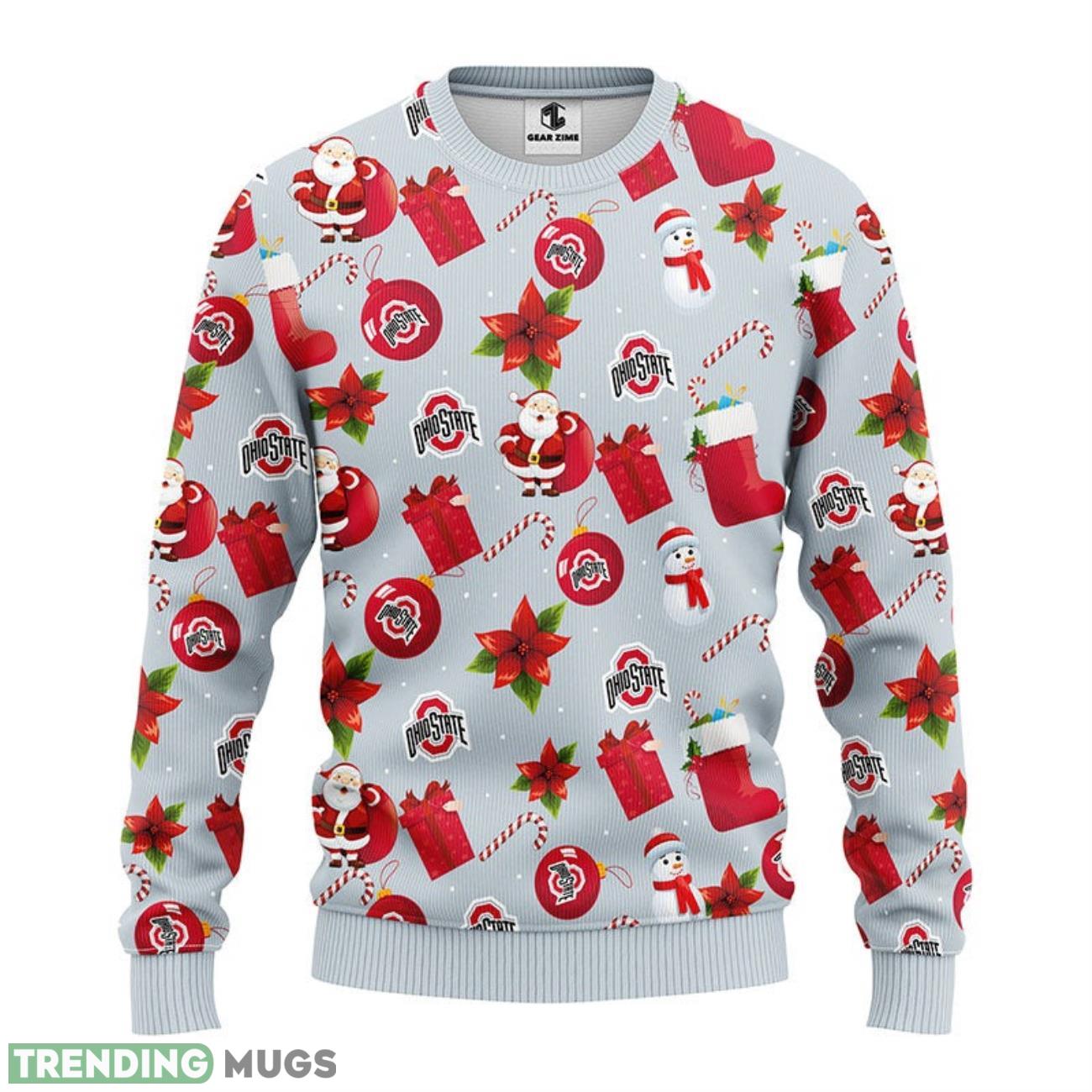 Ohio State Buckeyes Santa Claus Snowman Ugly Christmas Sweater 3D Printed Sweater Christmas Gift 3D Sweater Ohio State Buckeyes Santa Claus Snowman Ugly Christmas Sweater 3D Printed Sweater Christmas Gift 3D Sweater