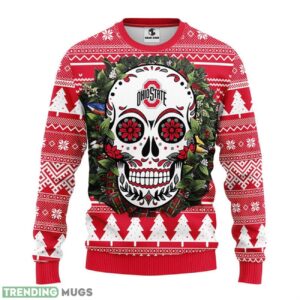 Ohio State Buckeyes Skull Flower Ugly Ugly Christmas Sweater 3D Printed Sweater Christmas Gift 3D Sweater
