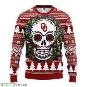 Oklahoma Sooners Skull Flower Ugly Ugly Christmas Sweater 3D Printed Sweater Christmas Gift 3D Sweater