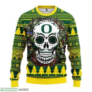 Oregon Ducks Skull Flower Ugly Ugly Christmas Sweater 3D Printed Sweater Christmas Gift 3D Sweater