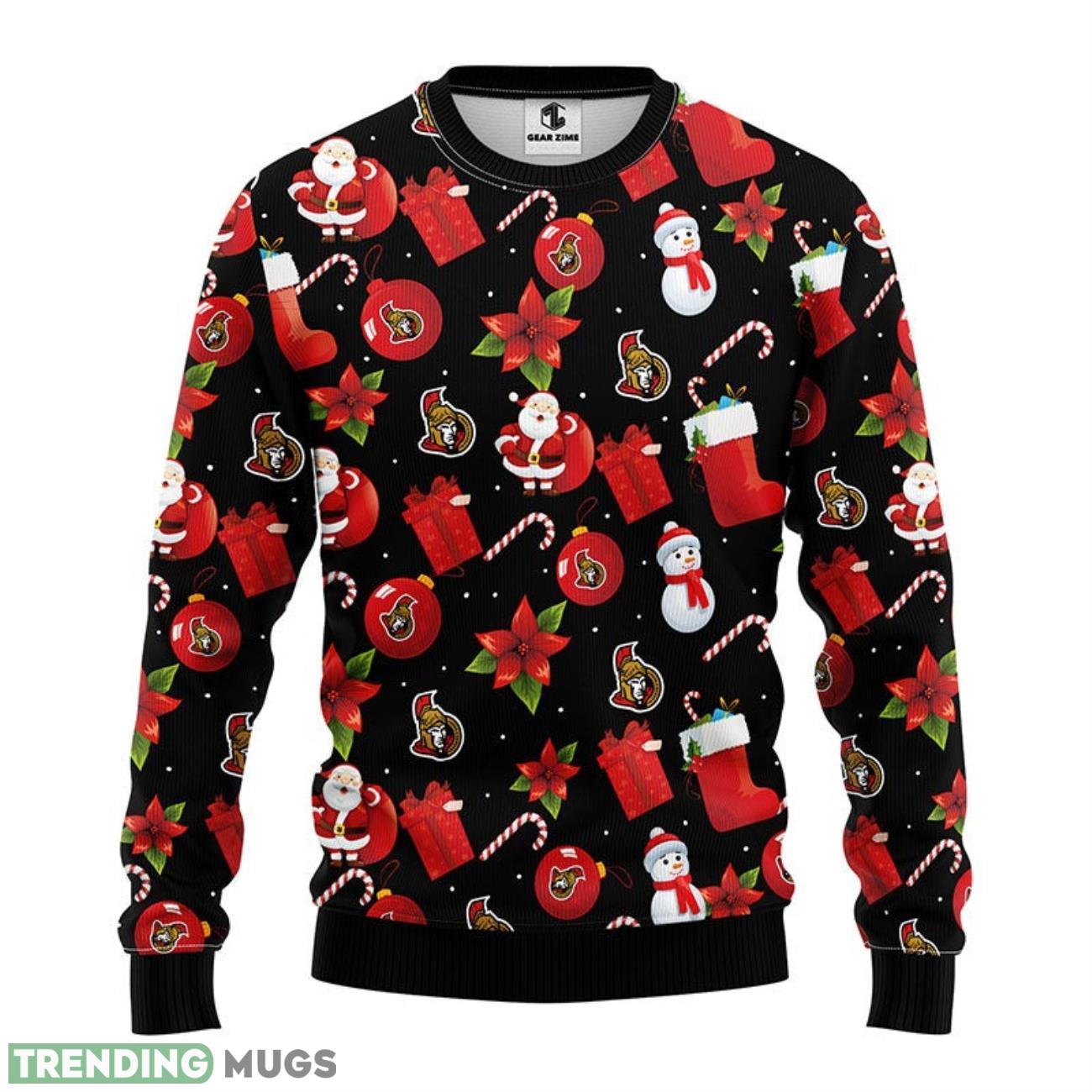 Ottawa Senators Santa Claus Snowman Ugly Christmas Sweater 3D Printed Sweater Christmas Gift 3D Sweater Ottawa Senators Santa Claus Snowman Ugly Christmas Sweater 3D Printed Sweater Christmas Gift 3D Sweater