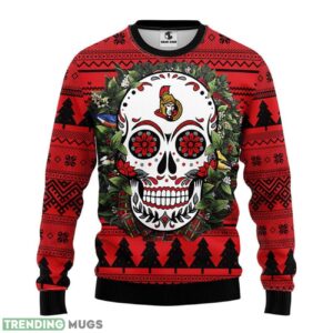 Ottawa Senators Skull Flower Ugly Ugly Christmas Sweater 3D Printed Sweater Christmas Gift 3D Sweater