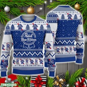 Pabst Blue Ribbon Ugly Christmas Sweater Christmas Holiday Gif 3D Sweater