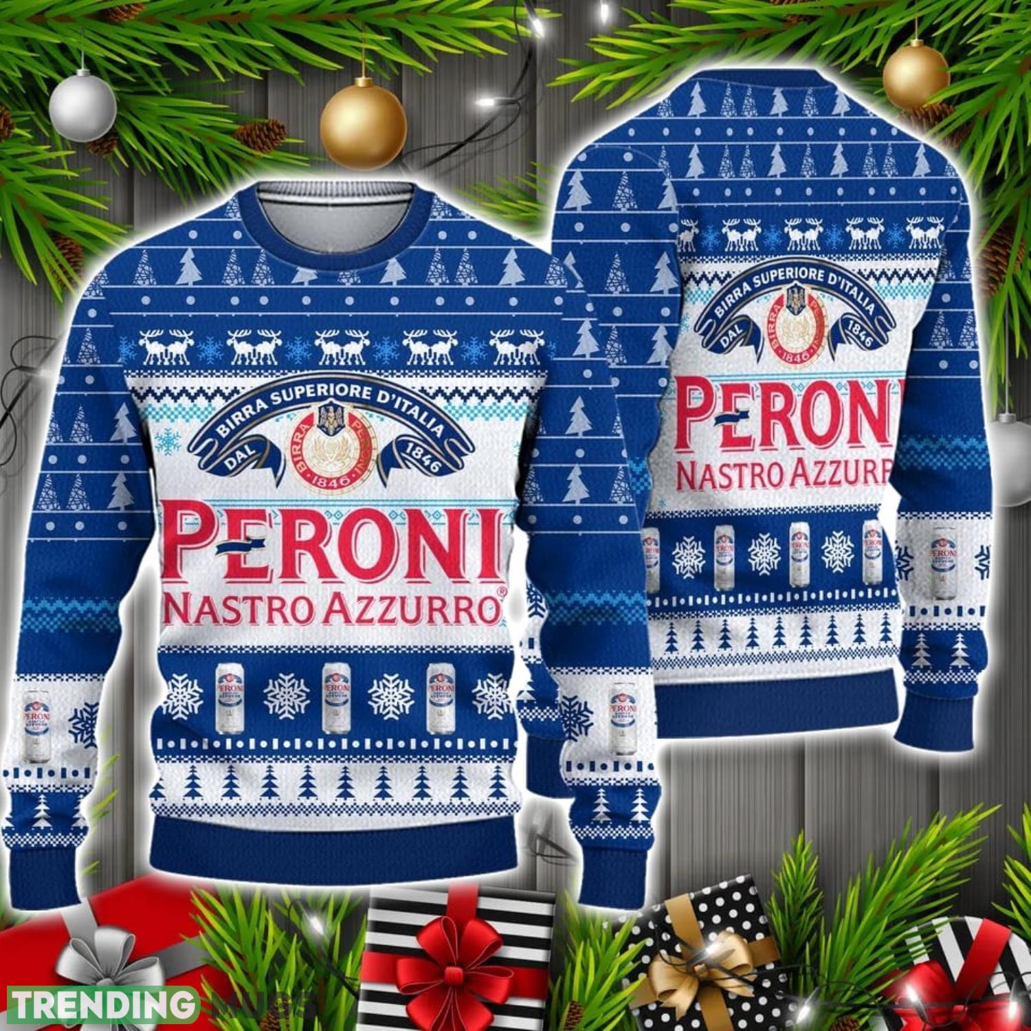 Peroni Nastro Azzurro Beer Christmas Ugly Sweater Christmas Holiday Gift 3D Sweater Peroni Nastro Azzurro Beer Christmas Ugly Sweater Christmas Holiday Gift 3D Sweater