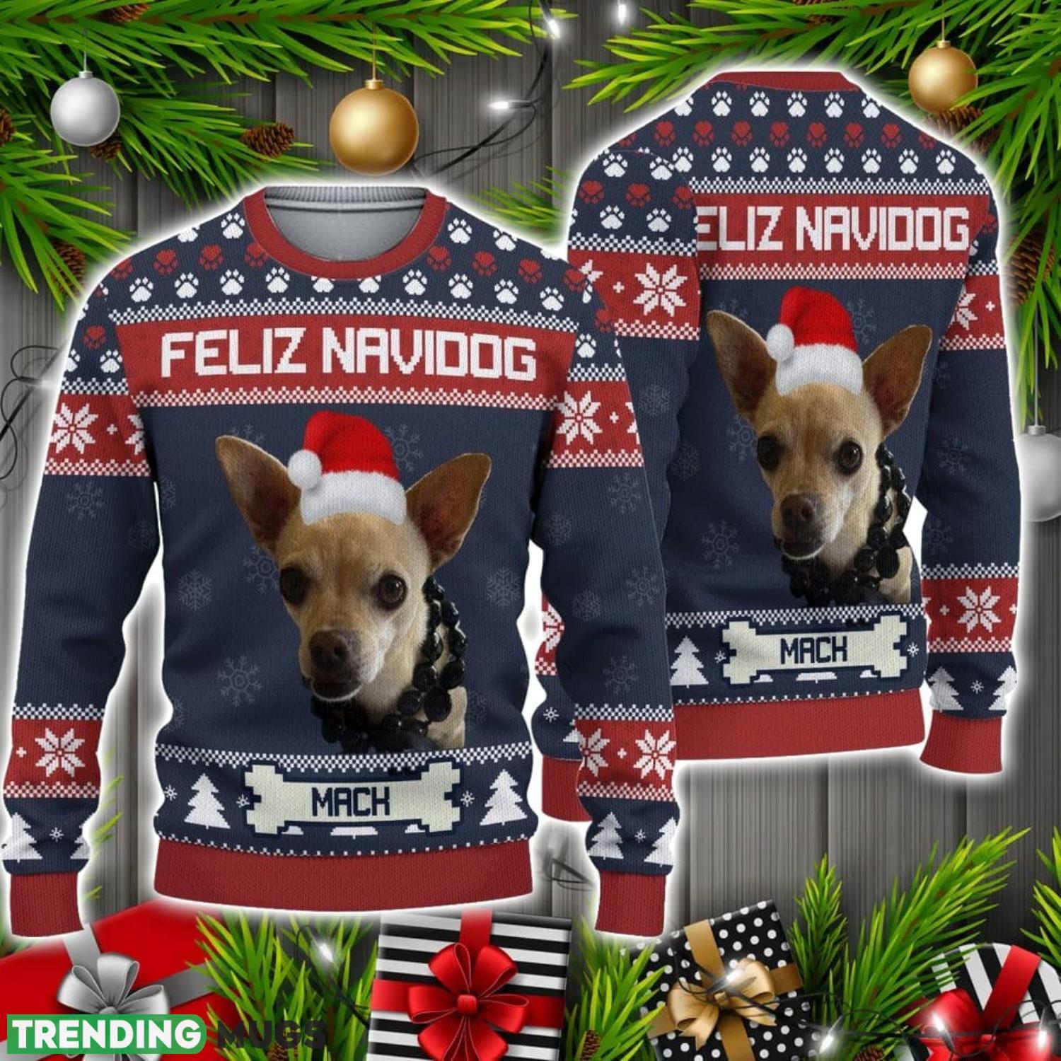 Personalized Feliz Navidog Ugly Christmas Sweater Christmas Holiday Gift 3D Sweater Personalized Feliz Navidog Ugly Christmas Sweater Christmas Holiday Gift 3D Sweater