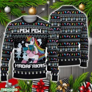 Unicorn Pew Pew Madafakas Ugly Christmas Sweater Christmas Holiday Gift 3D Sweater