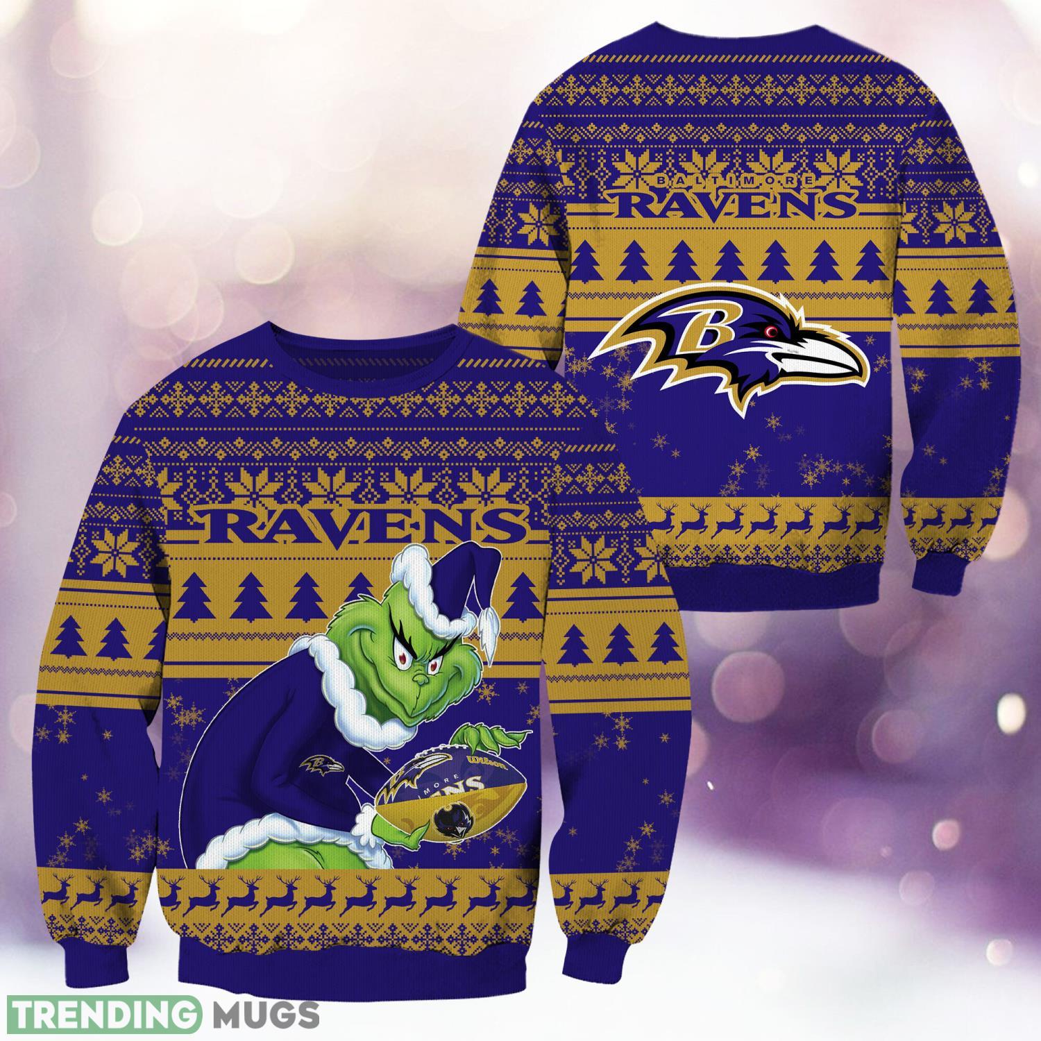 Baltimore Ravens Grinch Christmas Ugly Sweater Holiday Christmas Gift 3D Sweater Baltimore Ravens Grinch Christmas Ugly Sweater Holiday Christmas Gift 3D Sweater