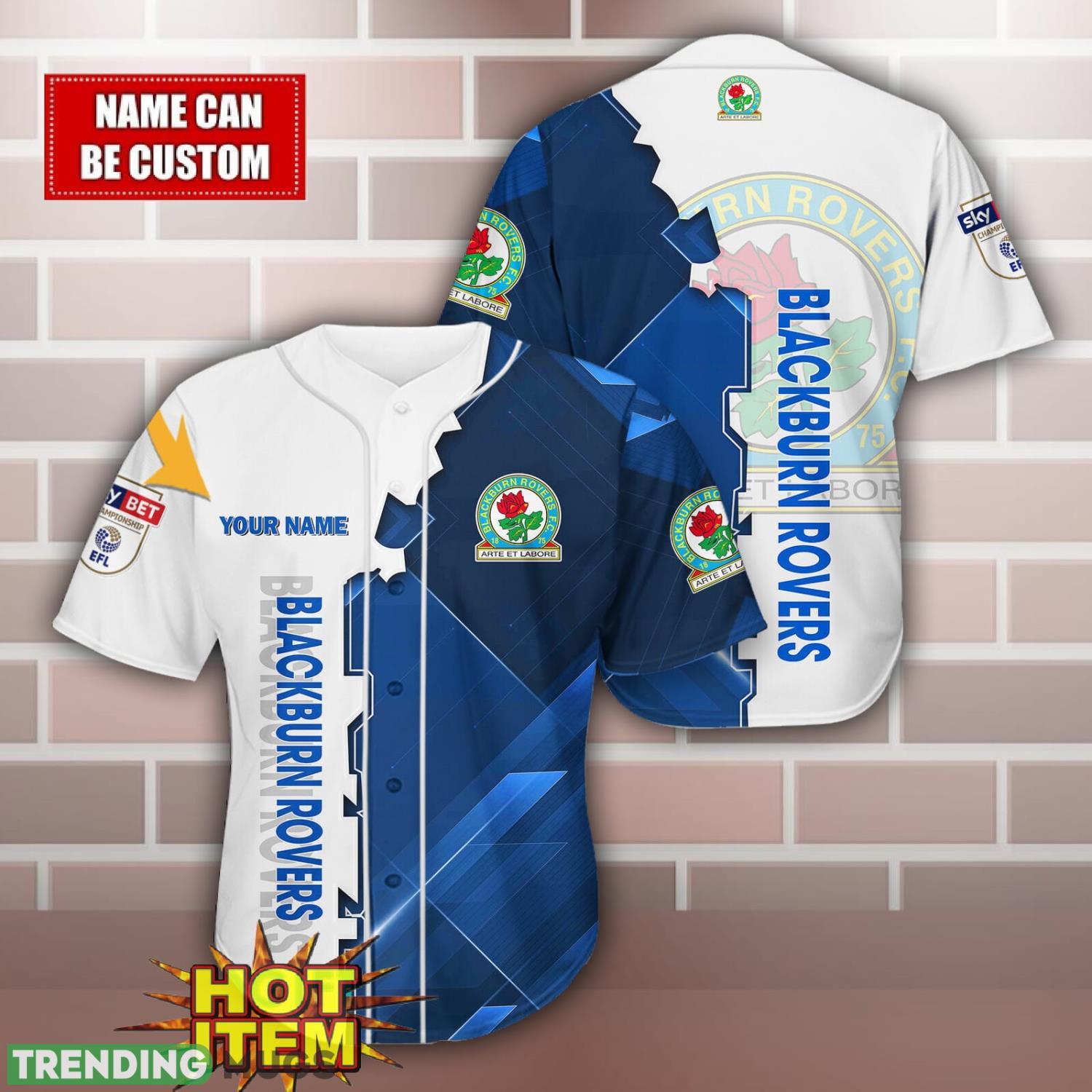 Blackburn Rovers Personalized Name 3D Baseball Jersey Shirt Football Jersey Blackburn Rovers Personalized Name 3D Baseball Jersey Shirt Football Jersey