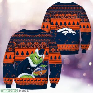Denver Broncos Grinch Christmas Ugly Sweater Holiday Christmas Gift 3D Sweater