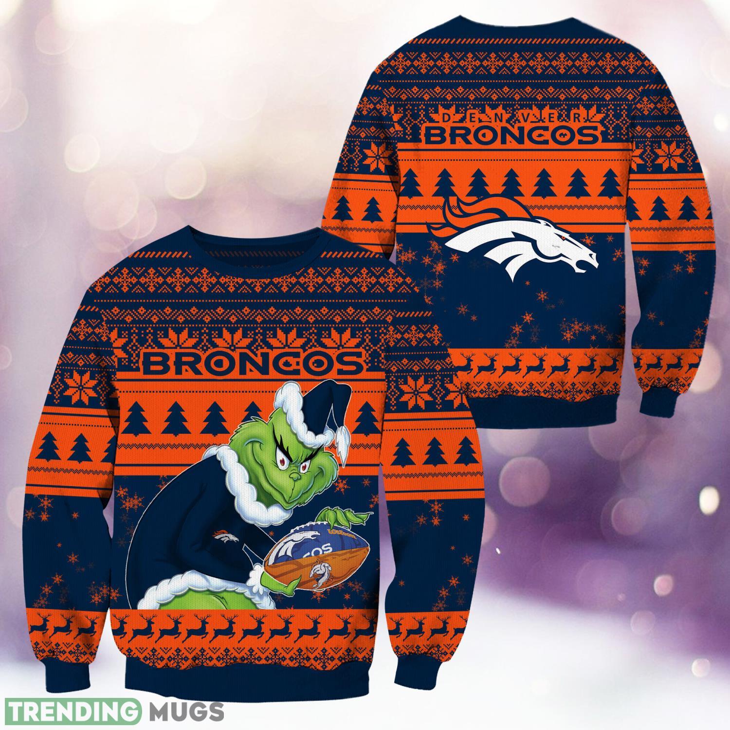 Denver Broncos Grinch Christmas Ugly Sweater Holiday Christmas Gift 3D Sweater Denver Broncos Grinch Christmas Ugly Sweater Holiday Christmas Gift 3D Sweater