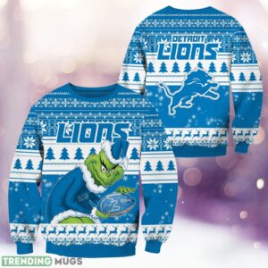 Detroit Lions Grinch Christmas Ugly Sweater Holiday Christmas Gift 3D Sweater