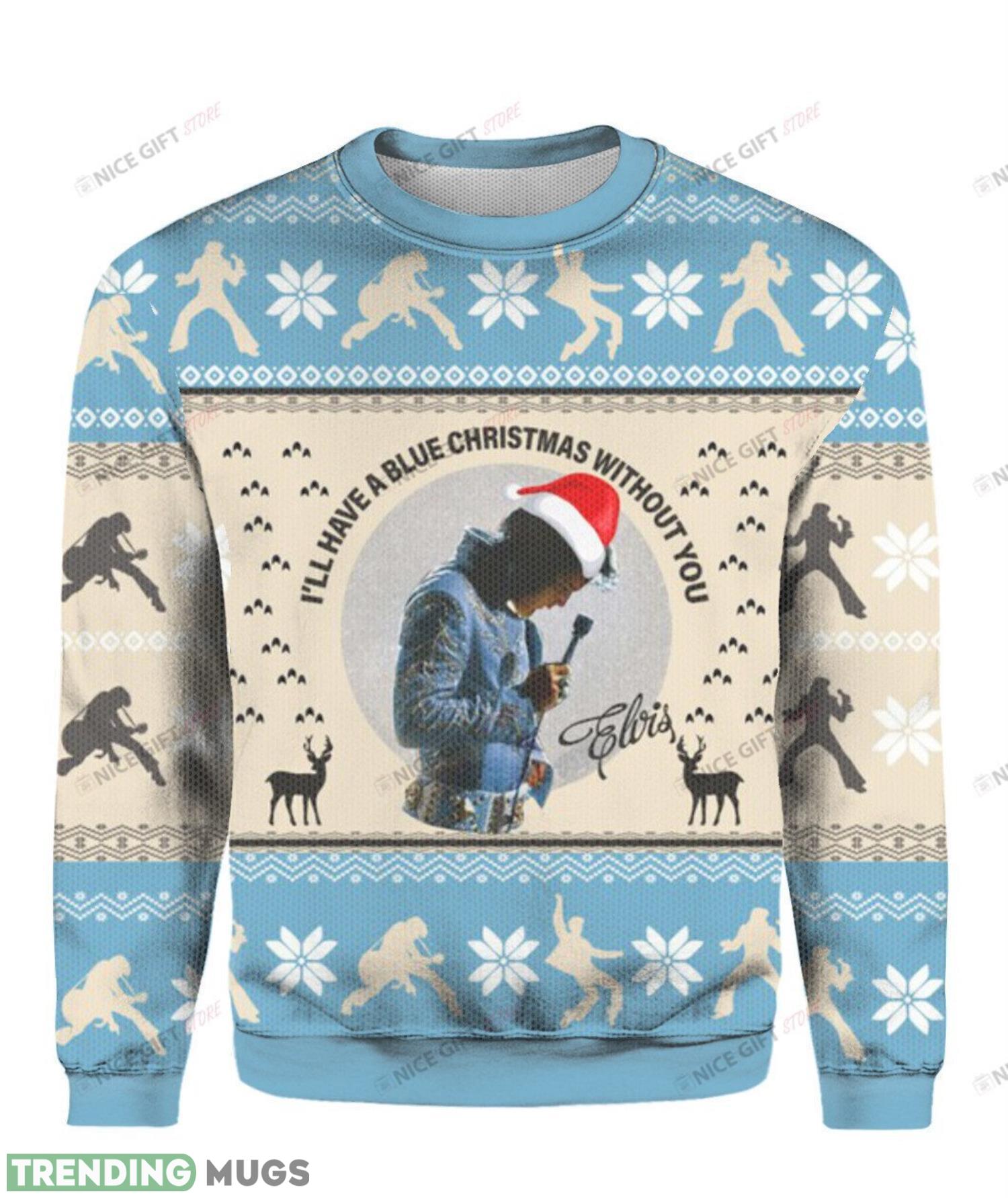 Elvis Presley I’ll Have A Blue Christmas Without You Ugly Sweater Christmas Gift For Men And Women Light Blue 3D Sweater Elvis Presley I’ll Have A Blue Christmas Without You Ugly Sweater Christmas Gift For Men And Women Light Blue 3D Sweater