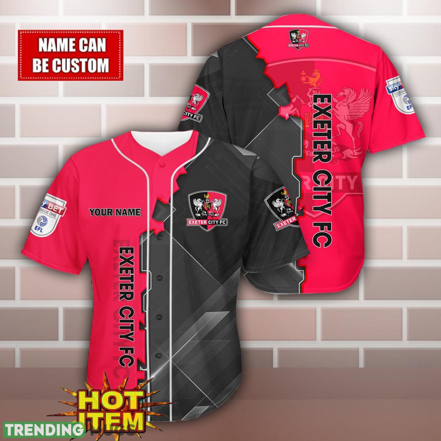 Exeter City Personalized Name 3D Baseball Jersey Shirt Football Jersey Exeter City Personalized Name 3D Baseball Jersey Shirt Football Jersey