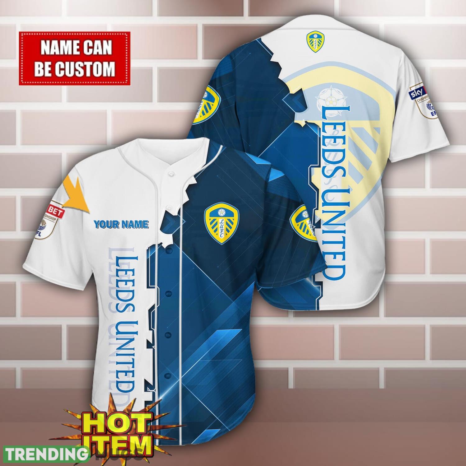 Leeds United F.C Personalized Name 3D Baseball Jersey Shirt Football Jersey Leeds United F.C Personalized Name 3D Baseball Jersey Shirt Football Jersey