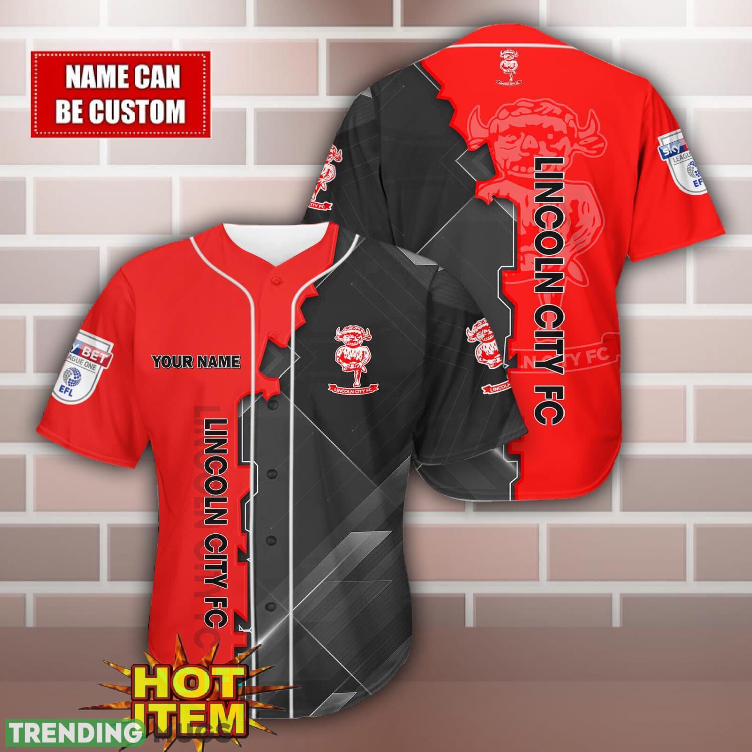 Lincoln City F.C Personalized Name 3D Baseball Jersey Shirt Football Jersey Lincoln City F.C Personalized Name 3D Baseball Jersey Shirt Football Jersey