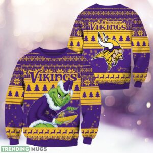Minnesota Vikings Grinch Christmas Ugly Sweater Holiday Christmas Gift 3D Sweater
